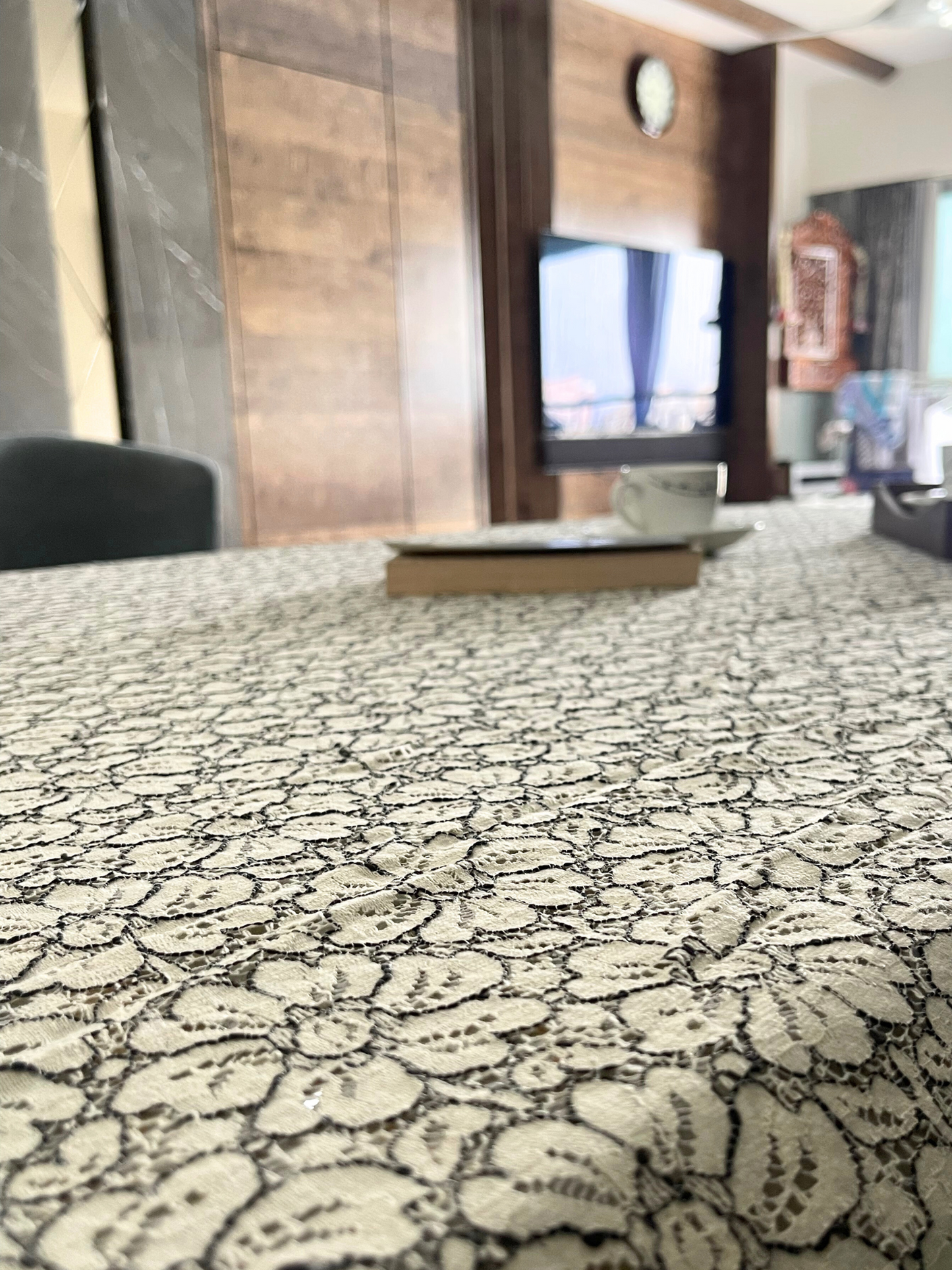 white flower net table cover for dining table