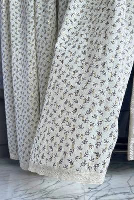 white printed cotton curtains pack of 2