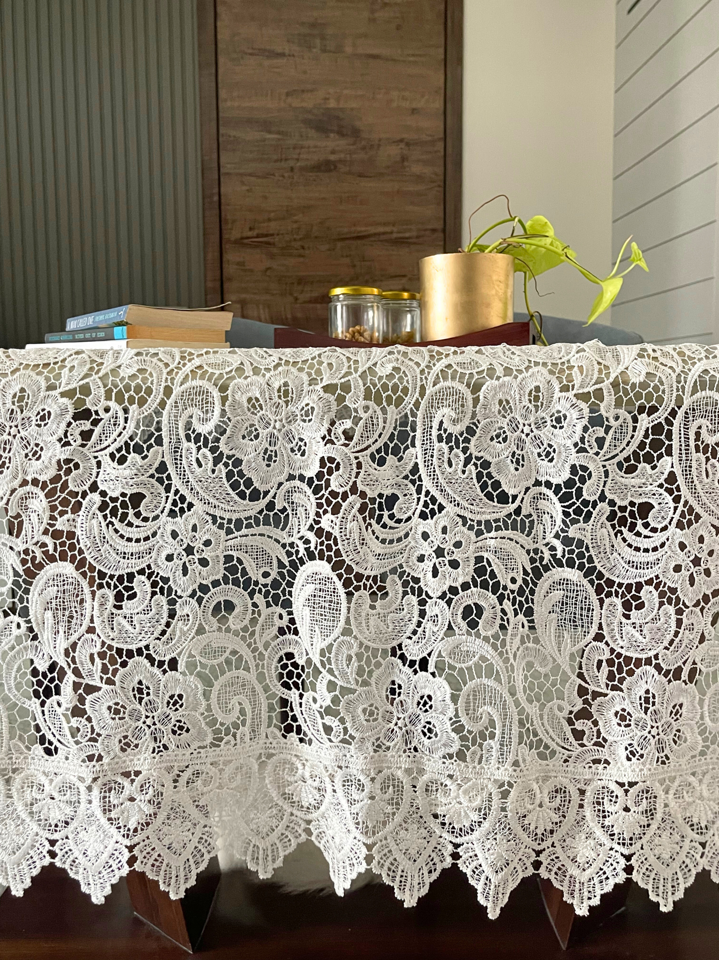 white net and lace glass table cloth cover online