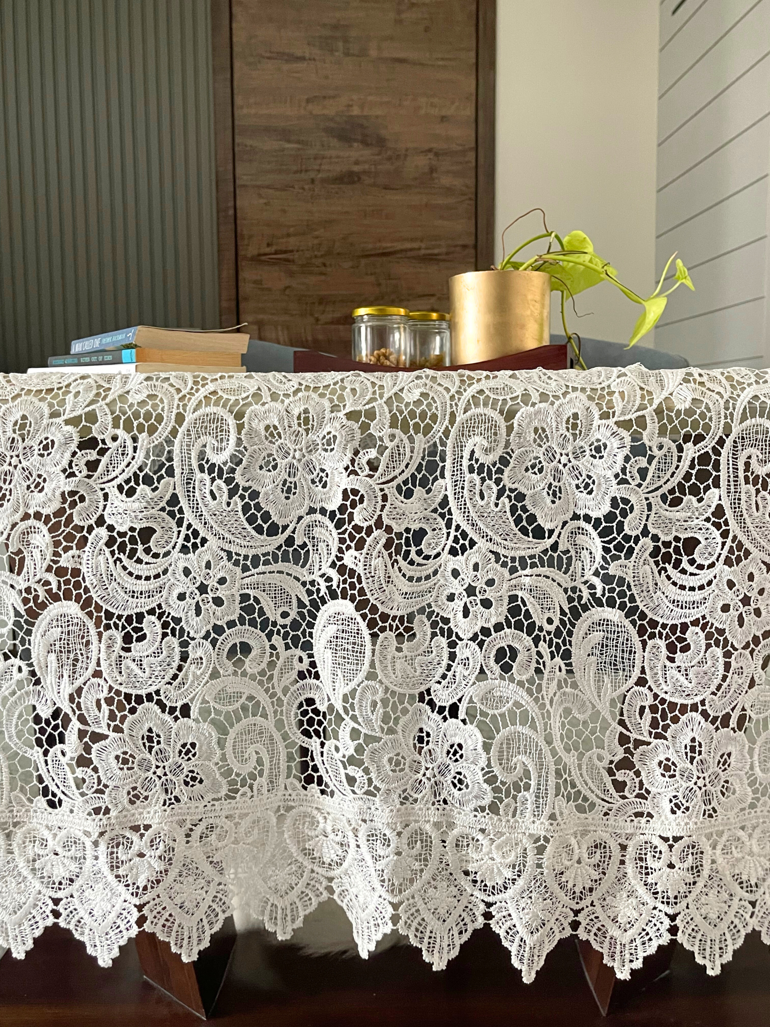 white net and lace glass table cloth cover online