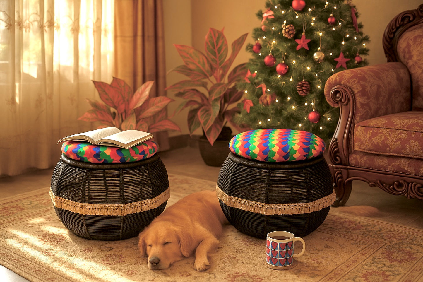 Ebony Embellished Cushy Seats (Twin Set)