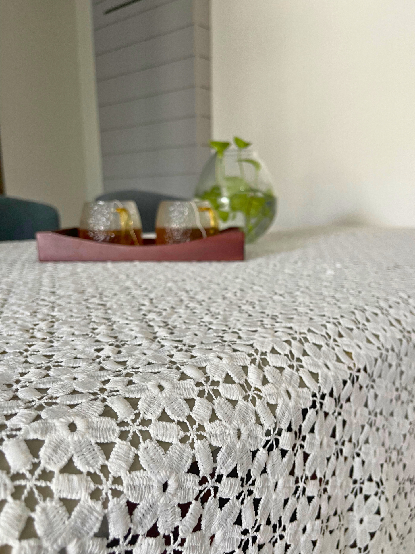 flower white net table cover for christmas and easter
