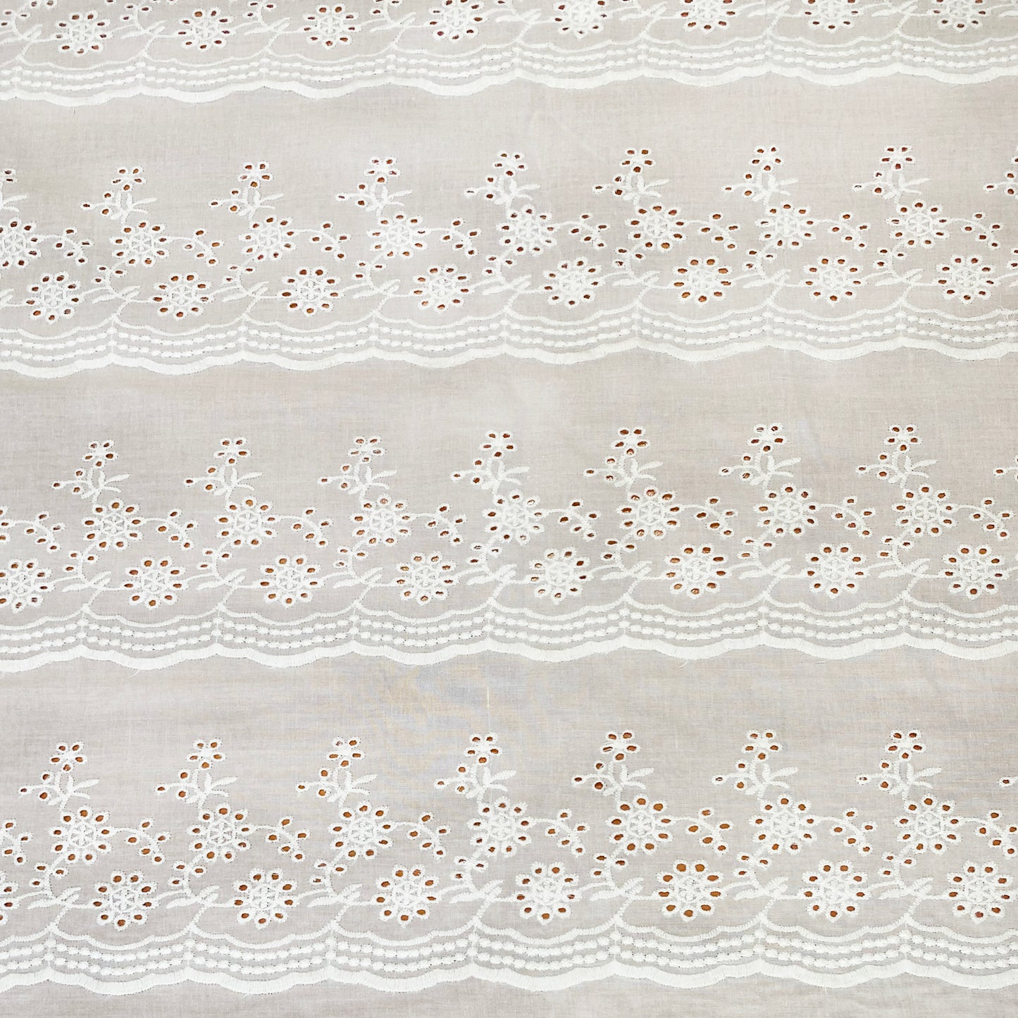 floral print white dyeable schiffli fabric