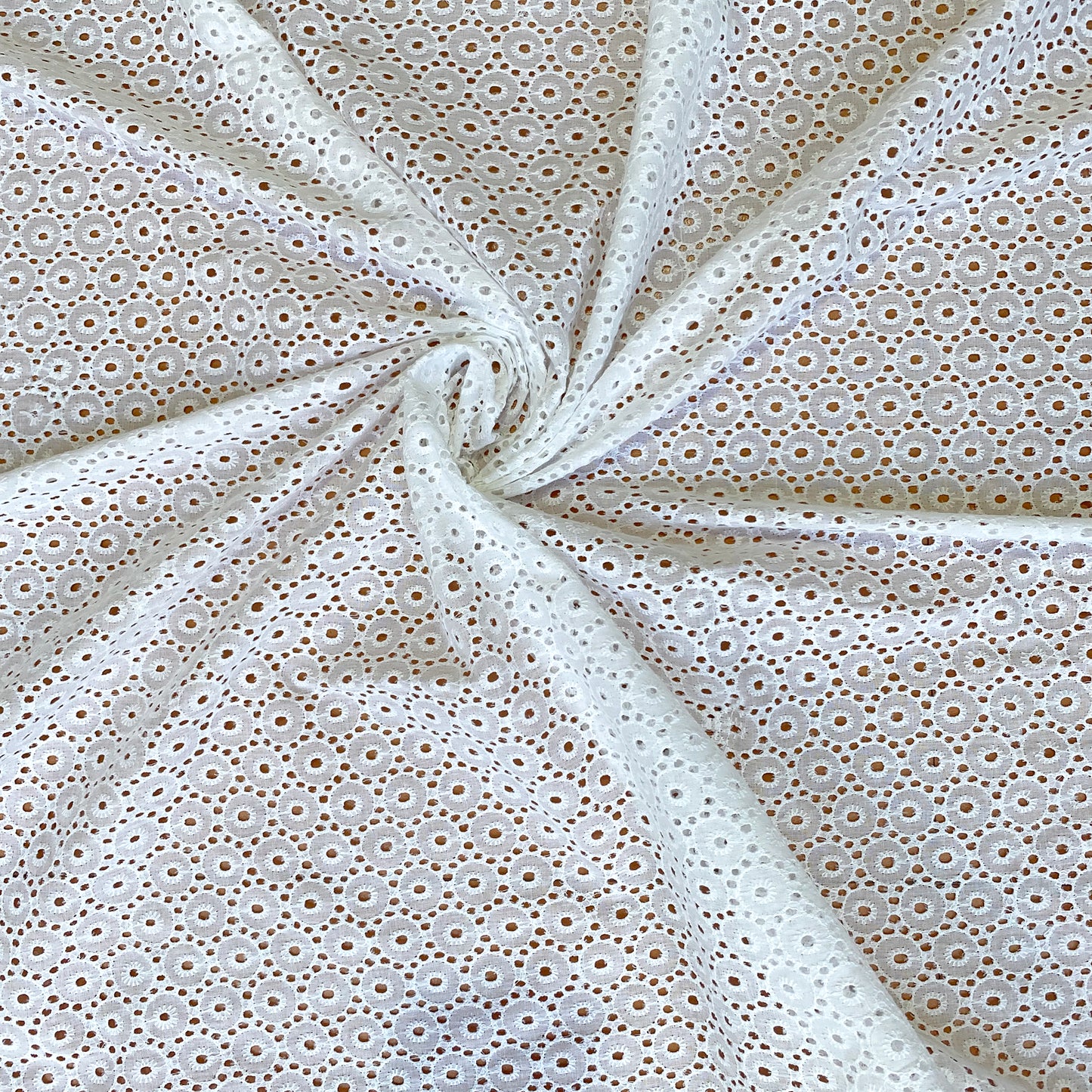 dyeable hakoba schiffli eyelet fabric ivory colour