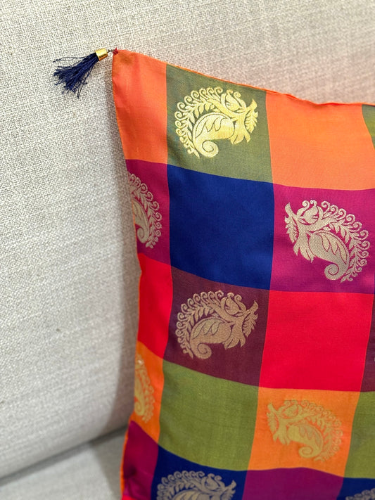 paisley pattern silk cushion cover for festive decor