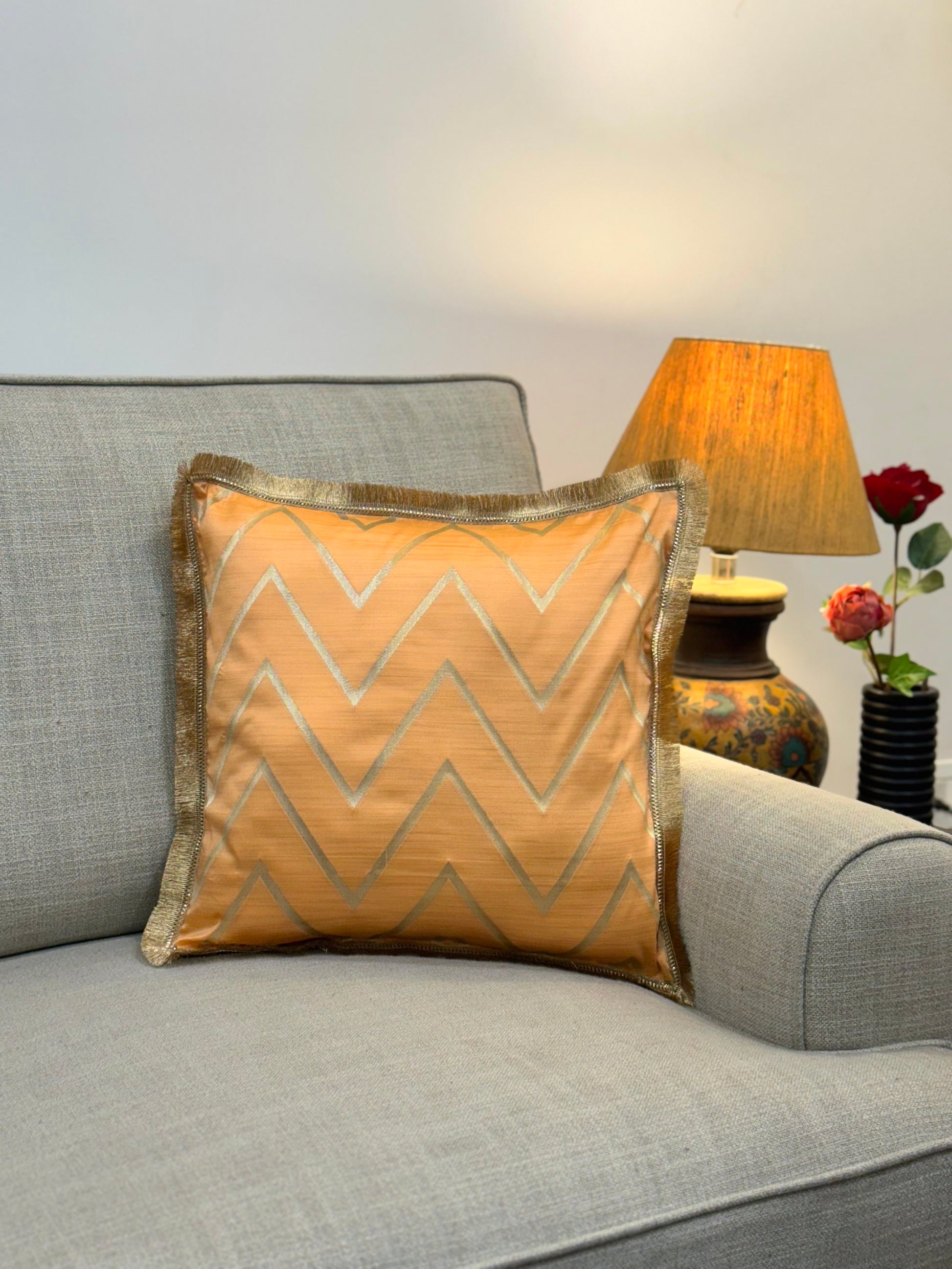luxurious gold cushion cover for accent chair