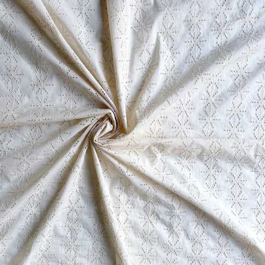white cotton hakoba fabric with holes