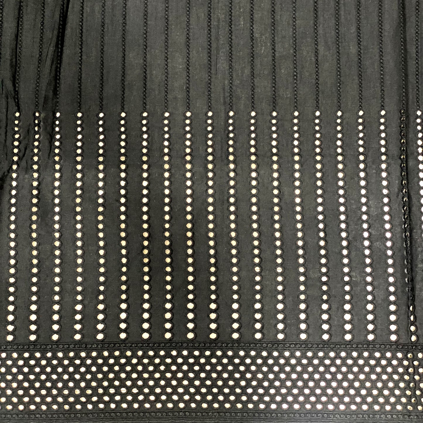 Black Jharokha Eyelet Hakoba Fabric