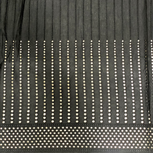 Black Jharokha Eyelet Hakoba Fabric