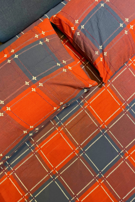 checks handloom double bed cover with pillow covers