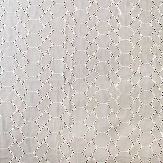 white hexagon hakoba chikan fabric