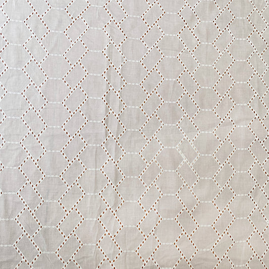 white hexagon hakoba chikan fabric