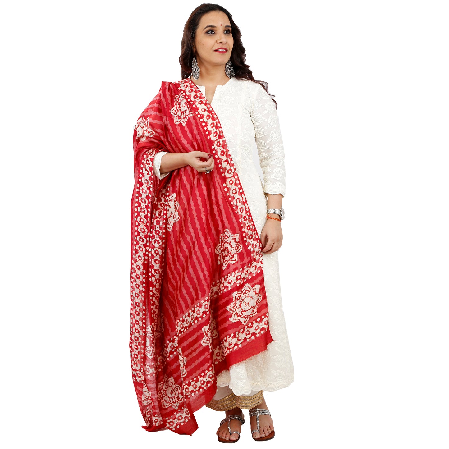 Flower Motif Rich Silk Dupatta