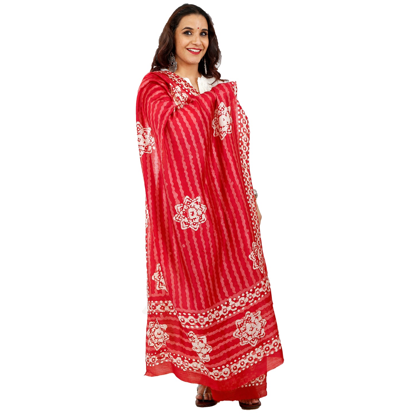 Flower Motif Rich Silk Dupatta