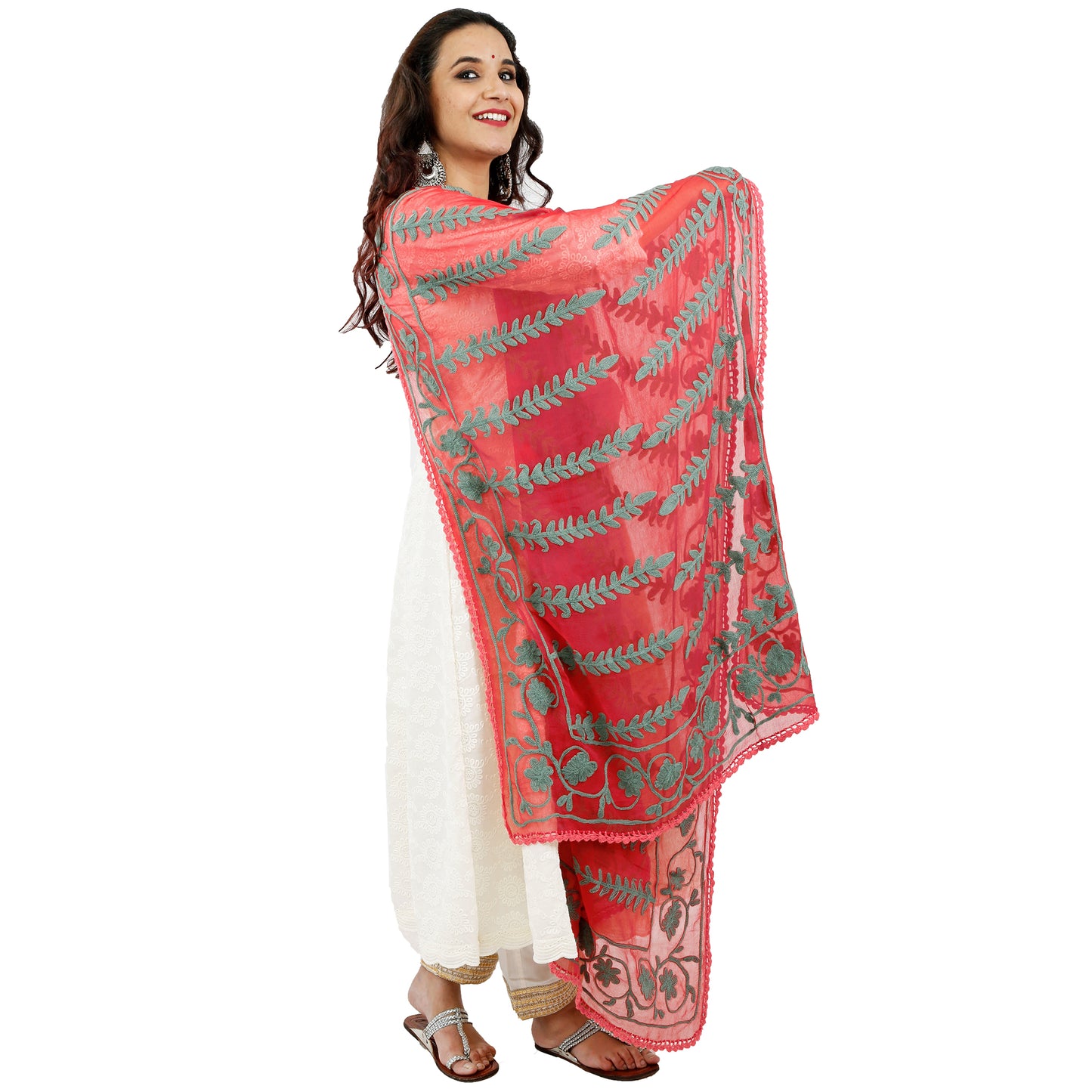 Traditional Kashmiri Dupatta With Embroidery