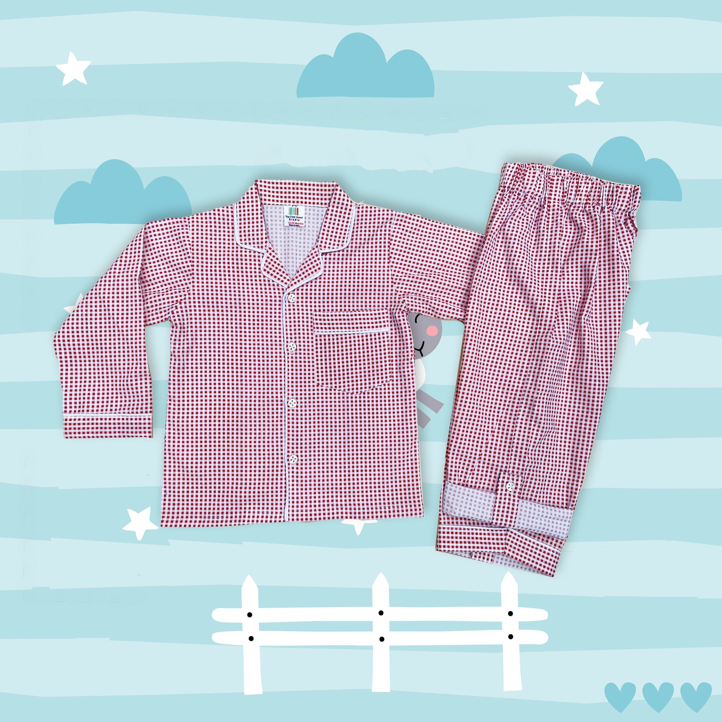 Classic Checks Boys Cotton Night Suit