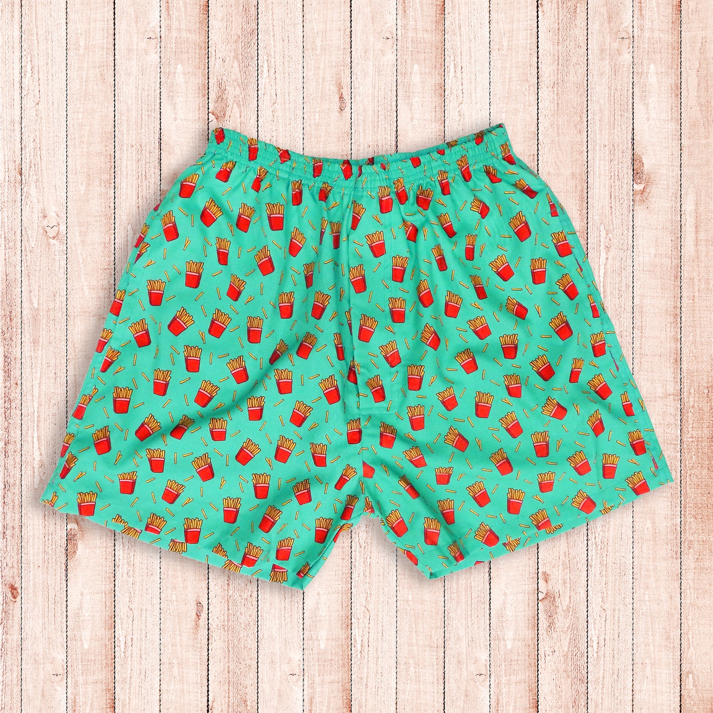 quick-dry-french-fries-print-green-boxer-shorts-for-women