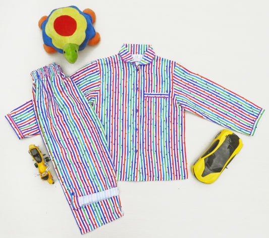 Dotty Stripes Girls Night Suit