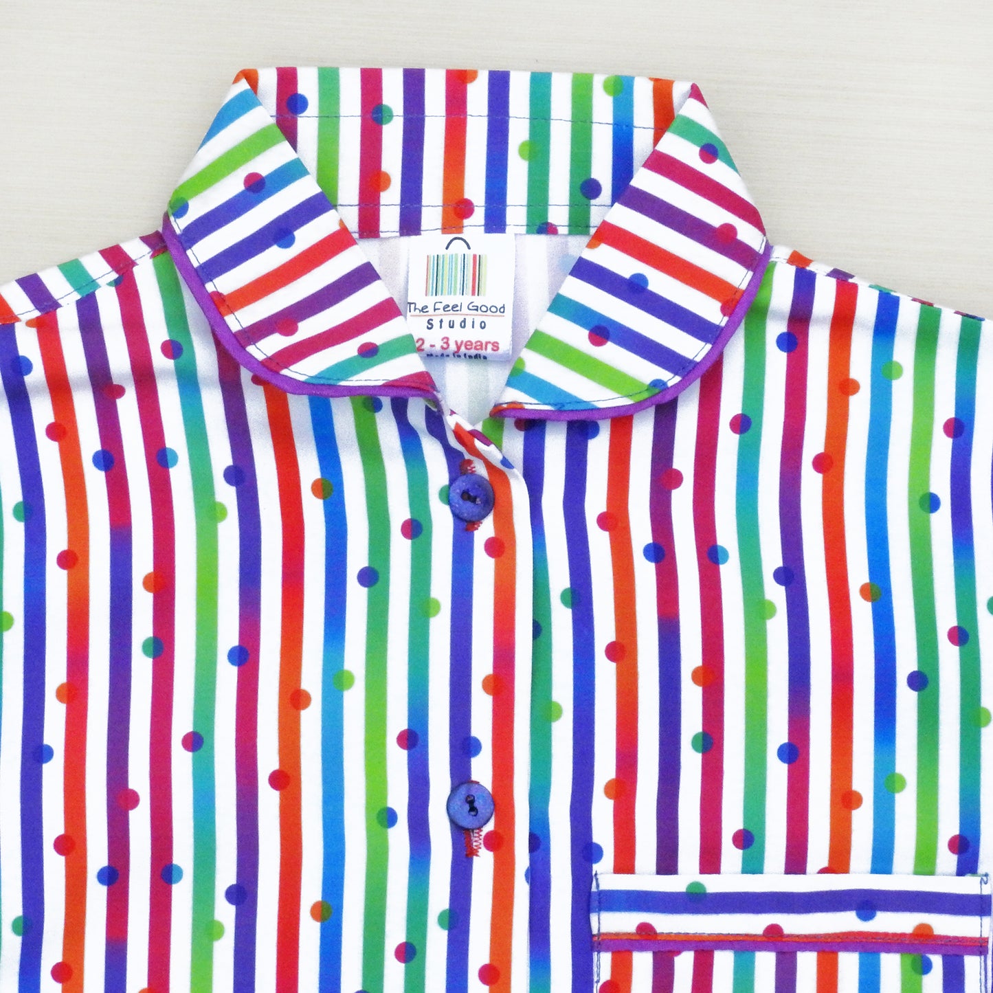 Dotty Stripes Girls Night Suit