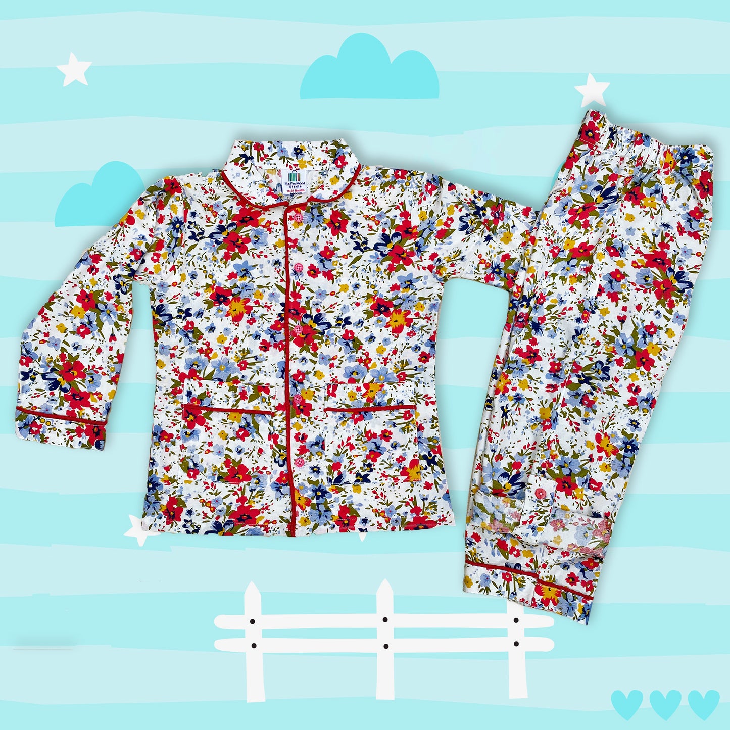 Cute Floral Girls Night Suit