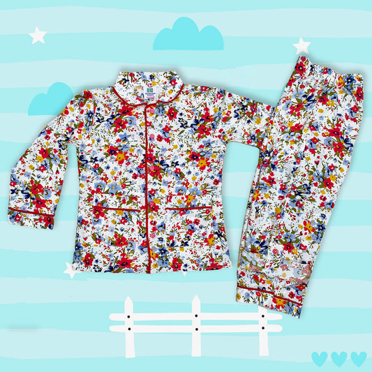 Cute Floral Girls Night Suit