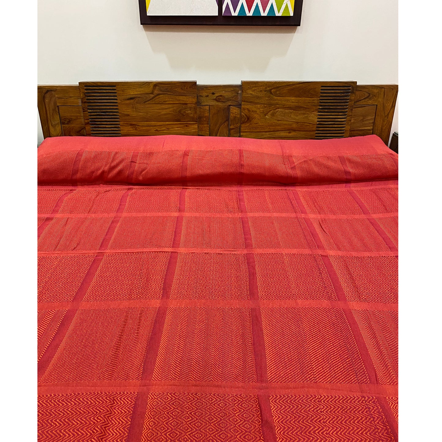 Red & Orange Woven Bed Cover