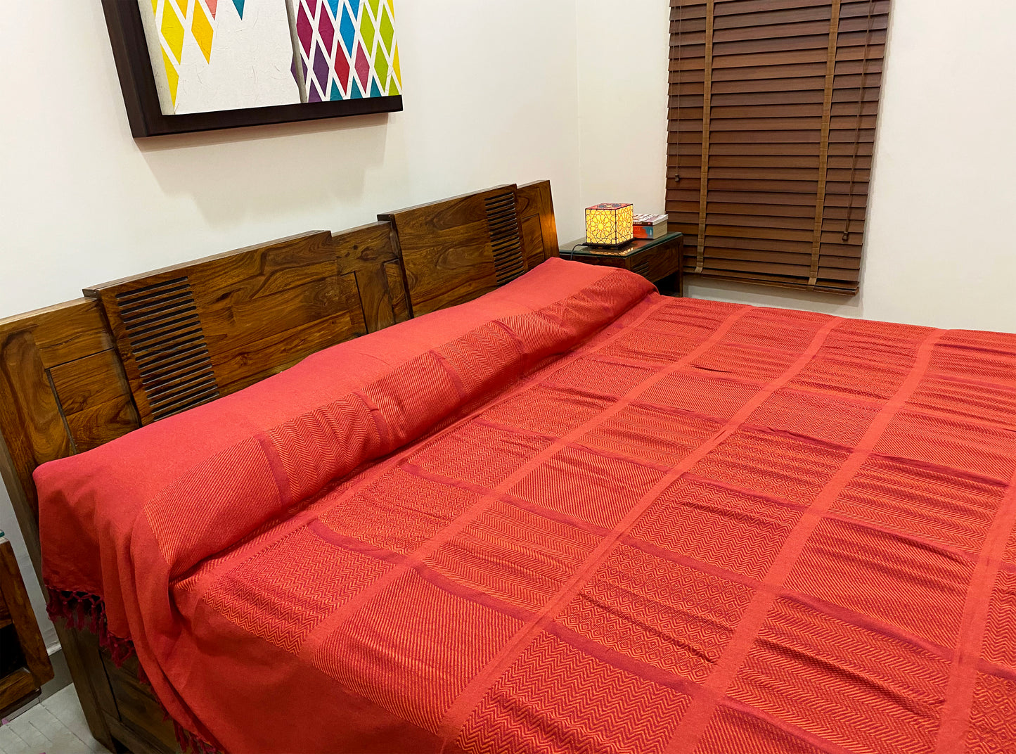 Red & Orange Woven Bed Cover