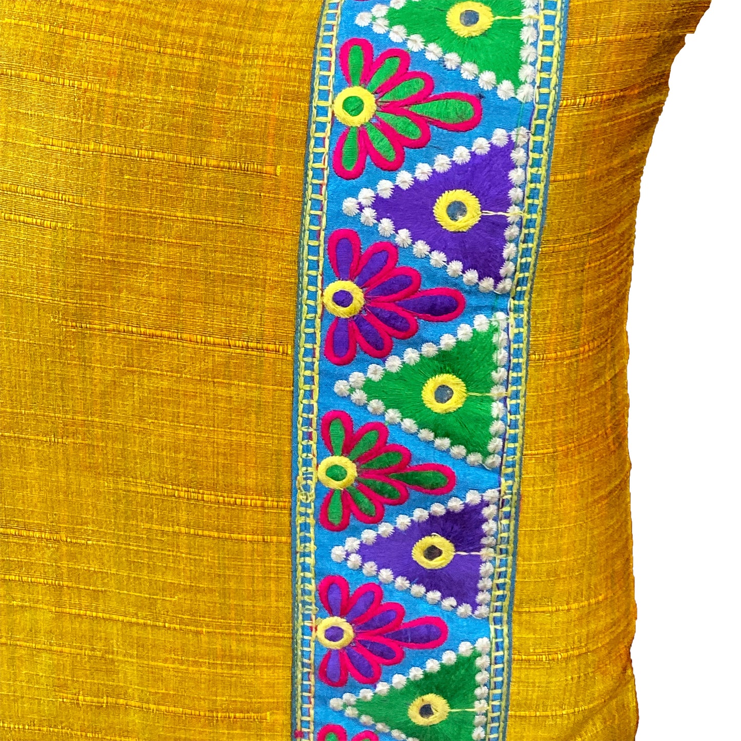 Mustard Yellow Cushion Cover With Delicate Lace Detail