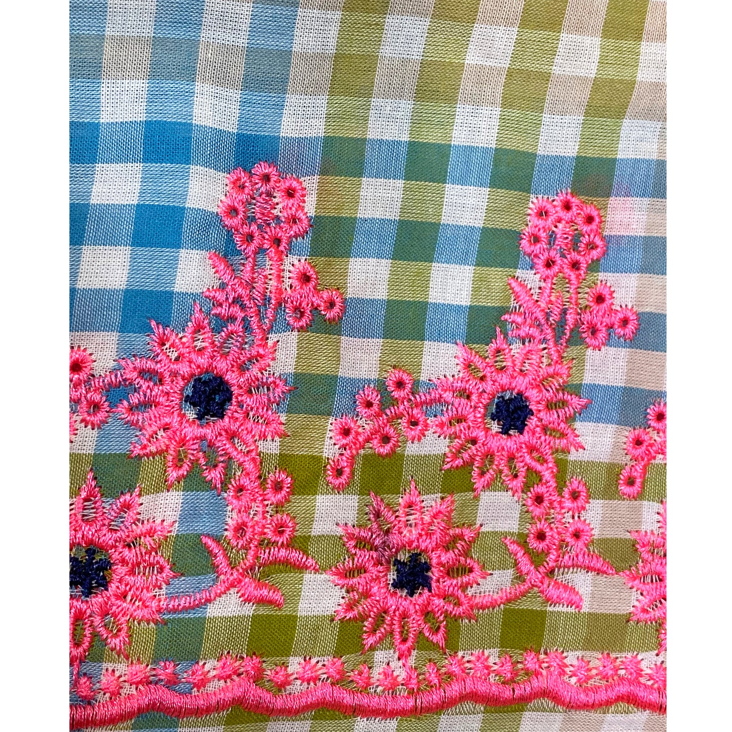 Cotton Checks Print With Embroidered Border