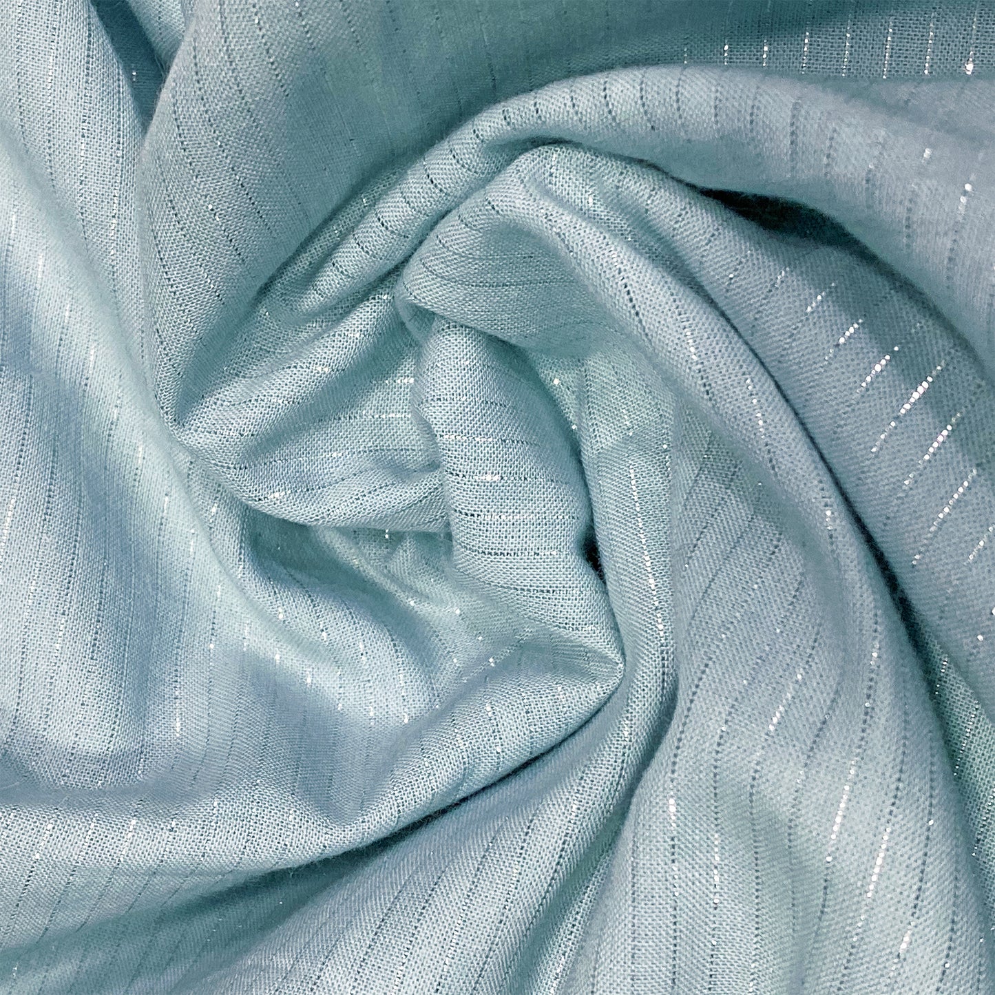 Light Blue Cotton Fabric With Embroidered Border