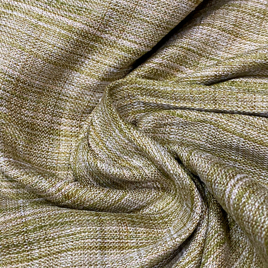 Fused Green & Ivory Handspun Cotton Fabric