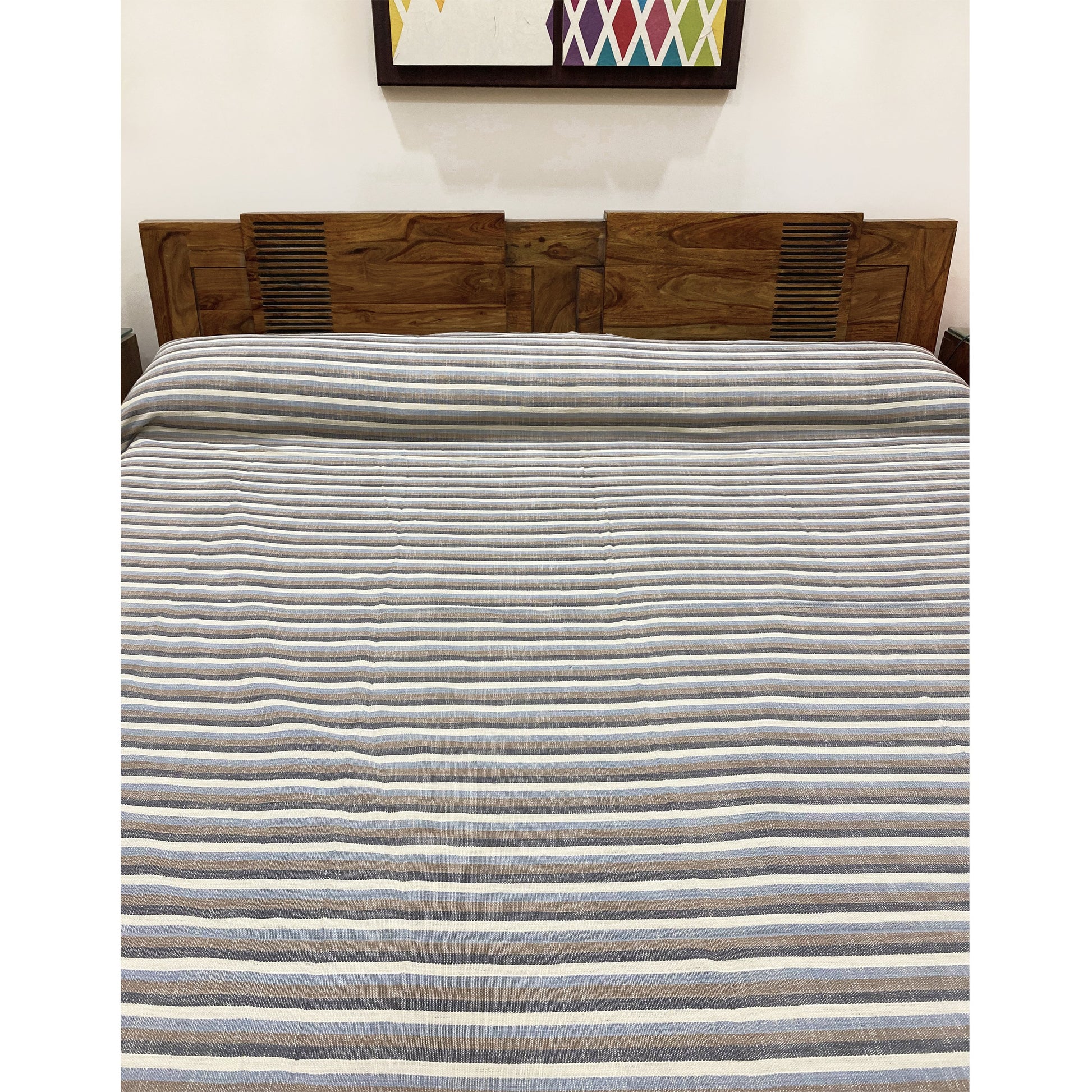 elegant-handloom double-bed-cover-set-brown