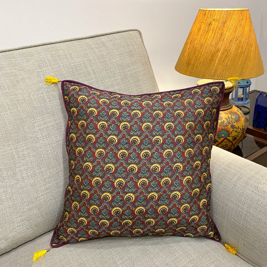 Tussar Silk Print Kalamkari Cushion Cover