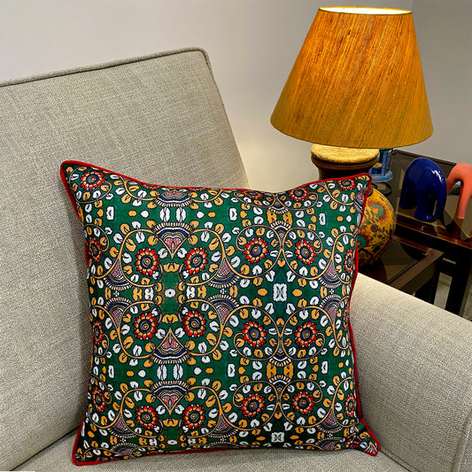 kalamkari luxe silk cushion cover for sofa