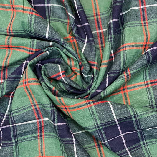 green-check-print-cotton