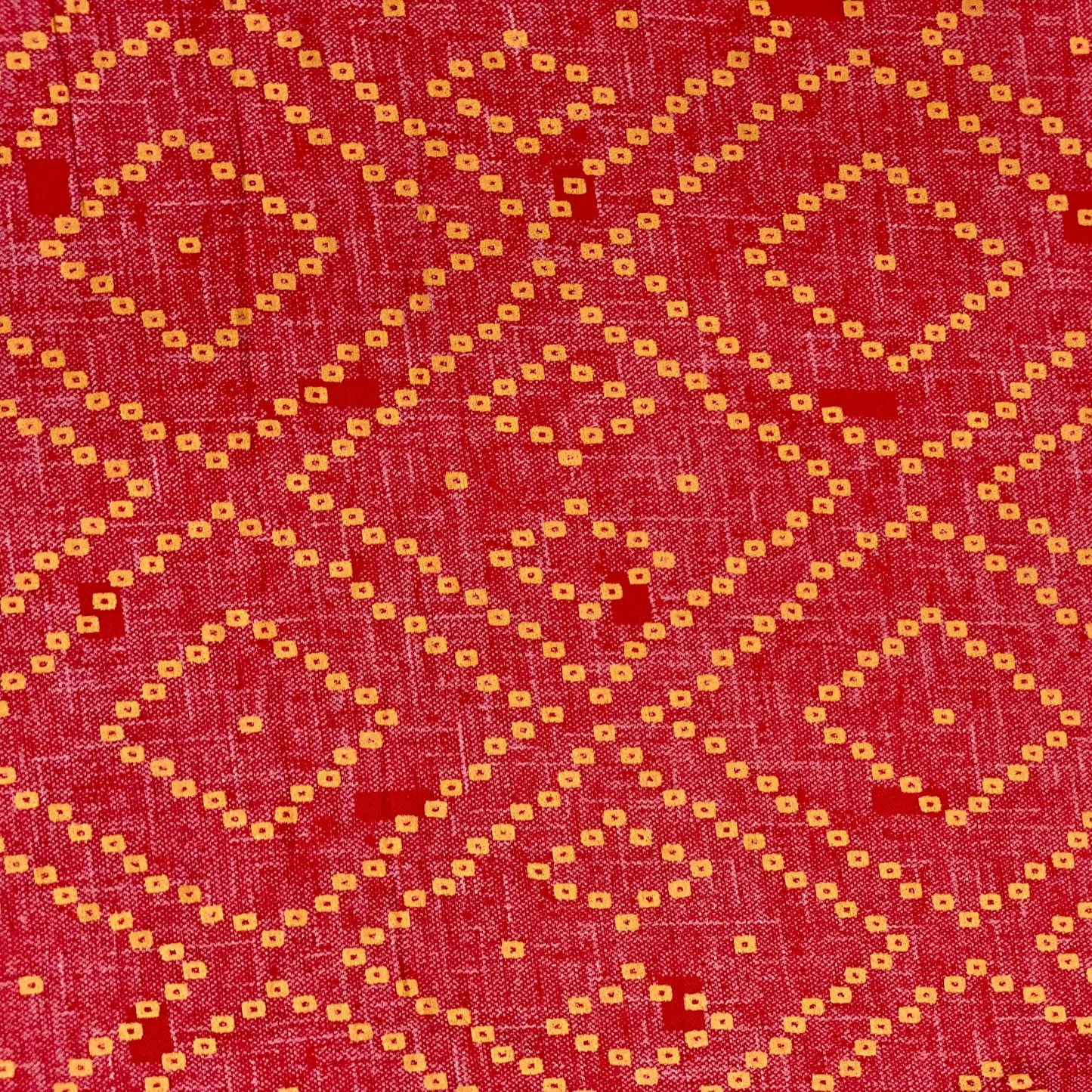 Rust & Yellow Bandhni Soft Cotton Fabric