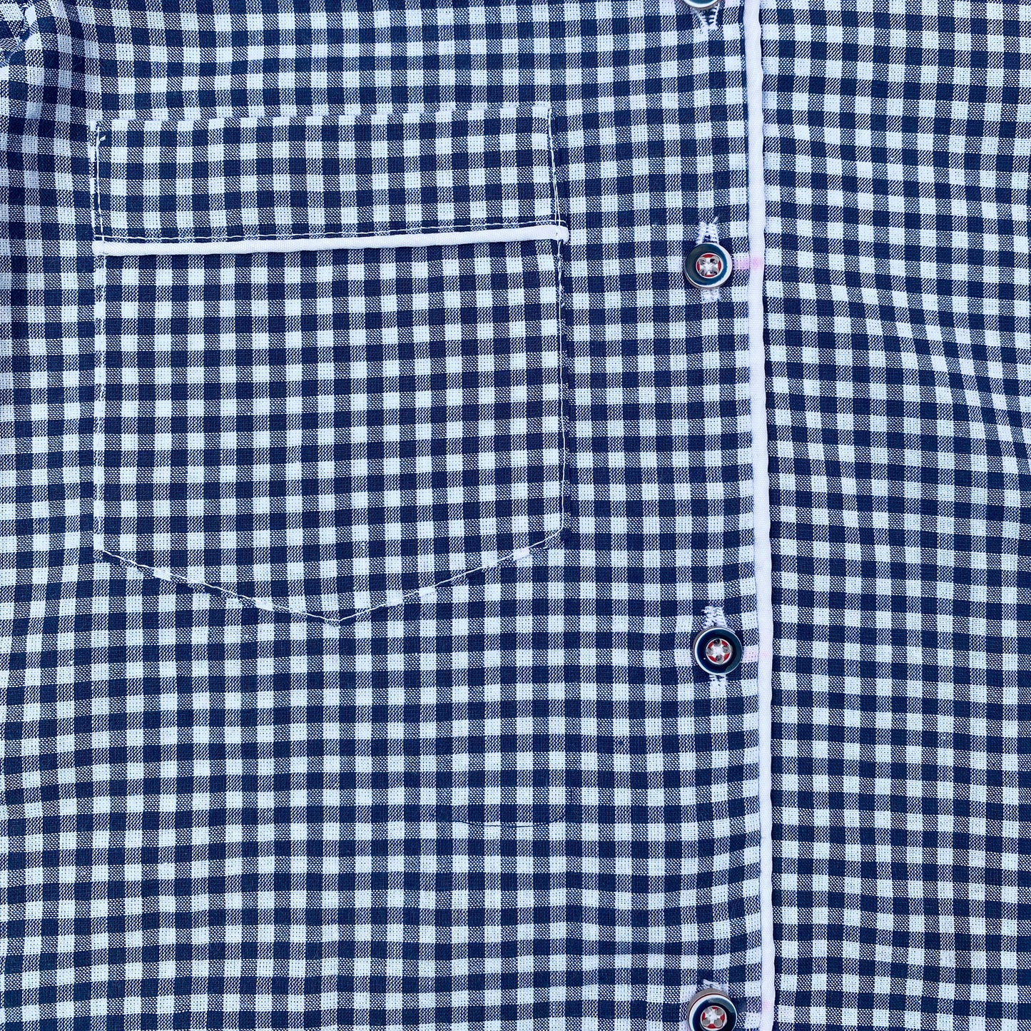 Blue Checkered Cotton Girls Night Suit