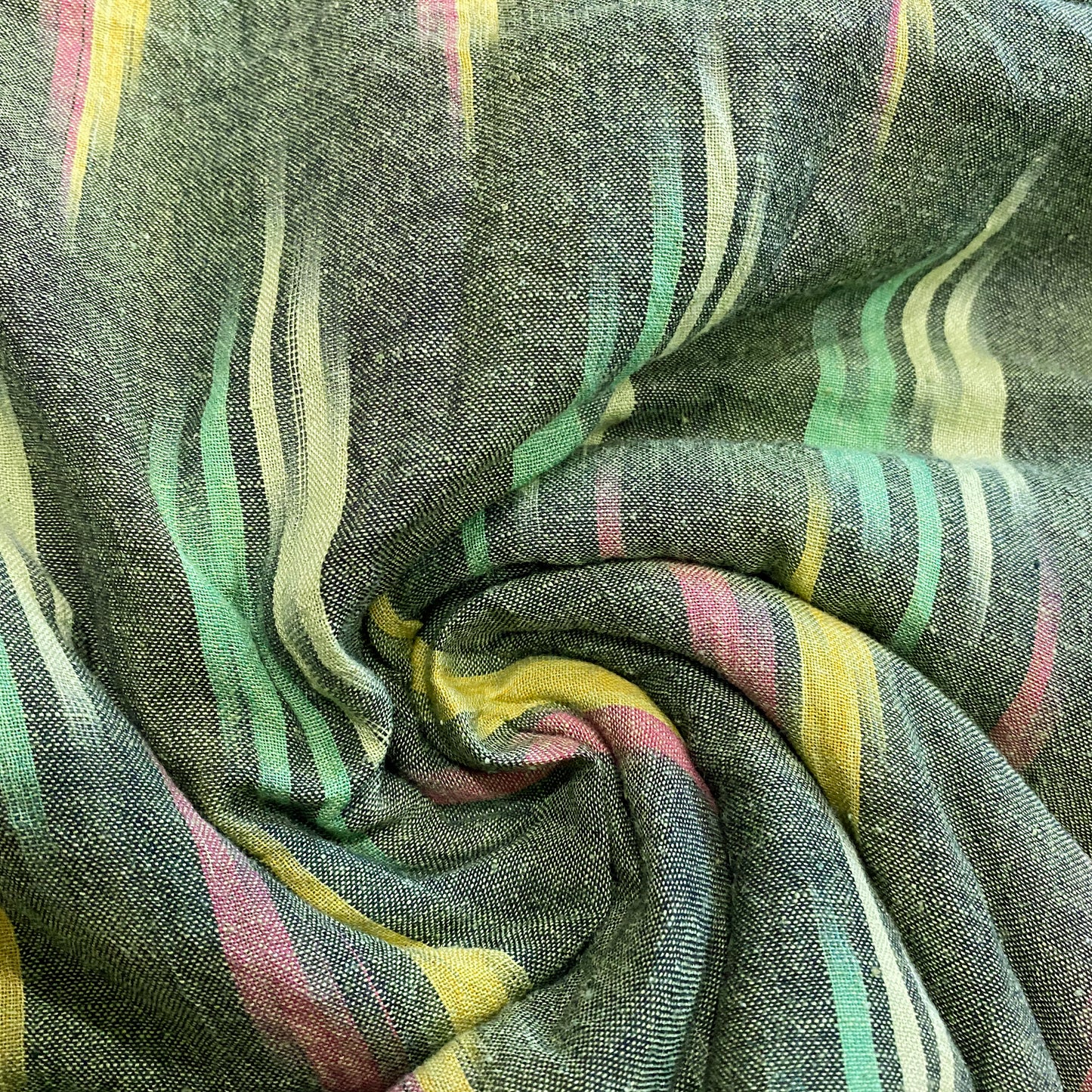 Bottle Green Hued Ikat Cotton Fabric