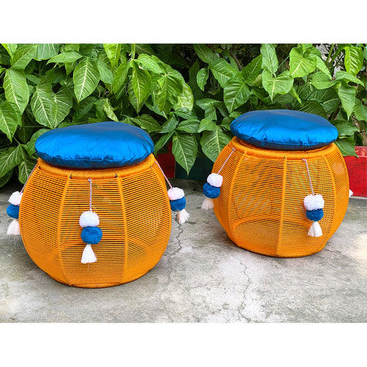 Yellow & Blue Rattan Seats (Twin Set)