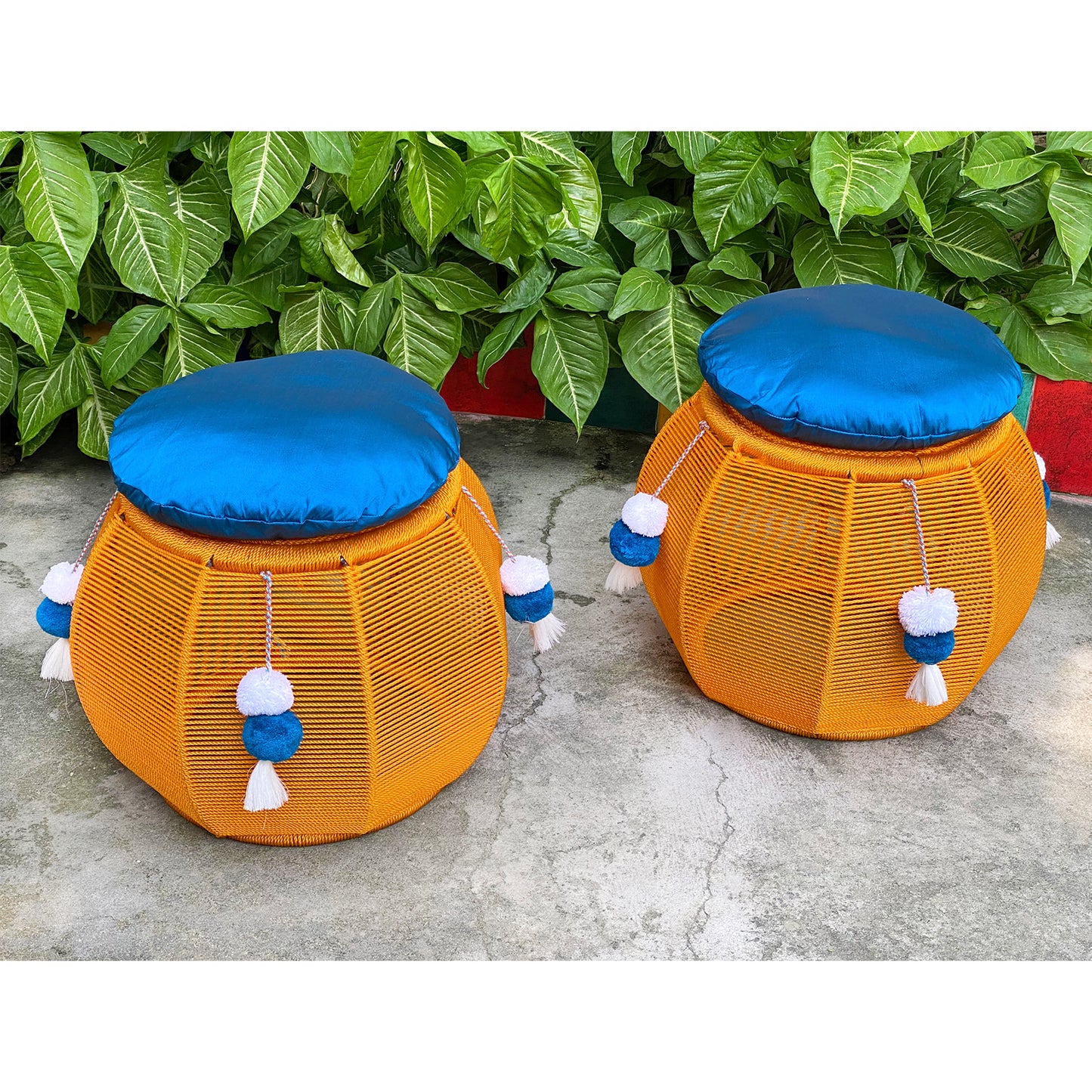 Yellow & Blue Rattan Seats (Twin Set)