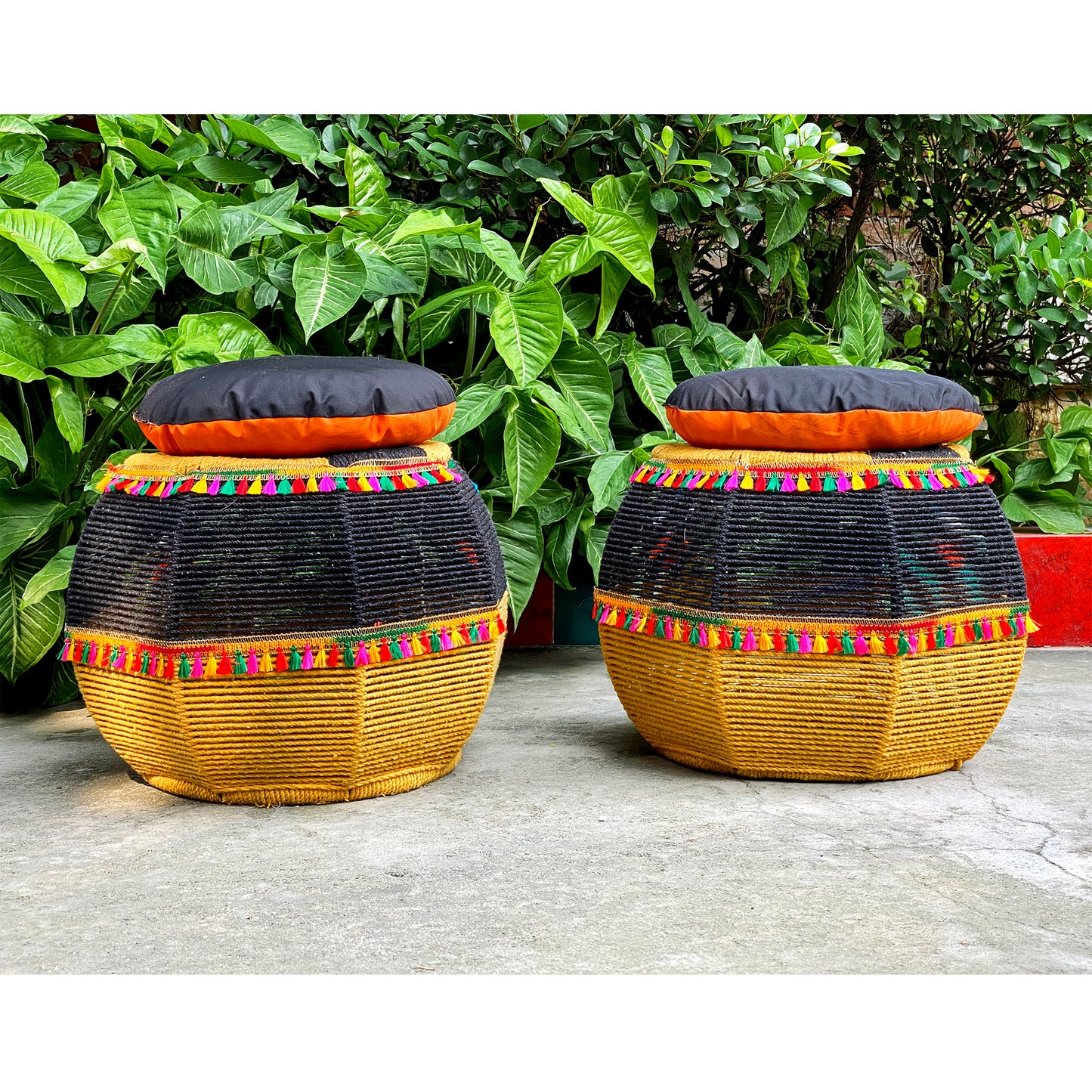 Decorated Seat With Dual Shaded Seating Cushion (Twin Set)