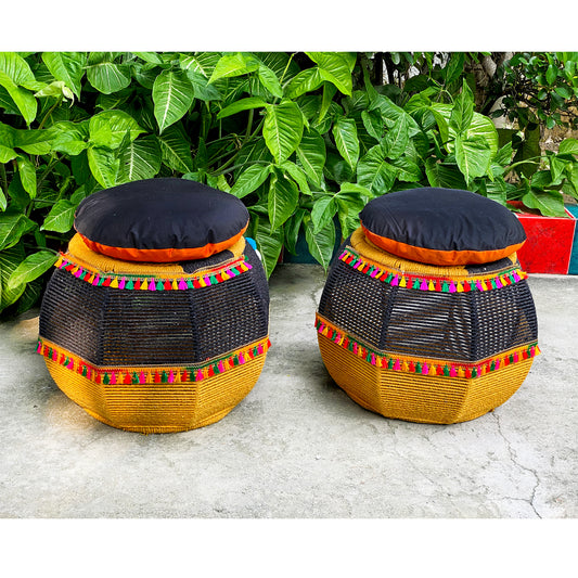 Decorated Seat With Dual Shaded Seating Cushion (Twin Set)