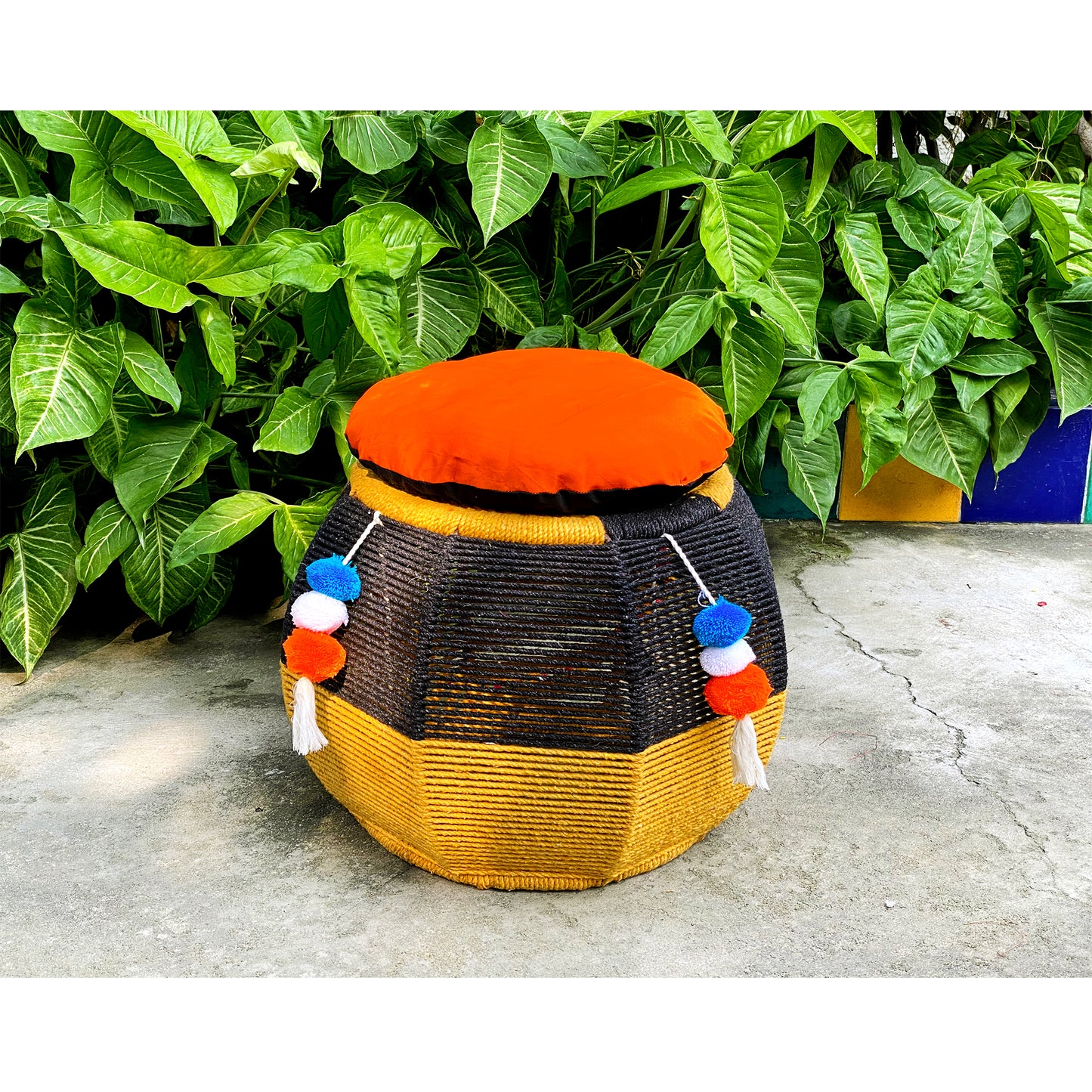 Black & Marigold Rattan Seat (Single Piece)