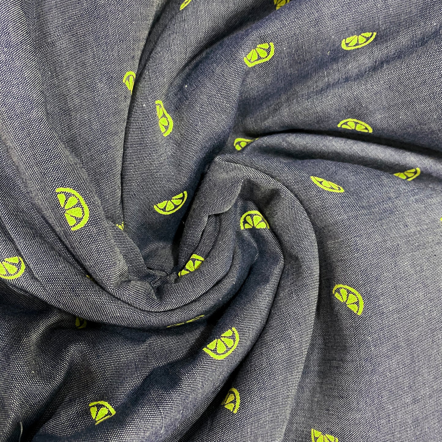 Citrus Slice Chambray Cotton Fabric