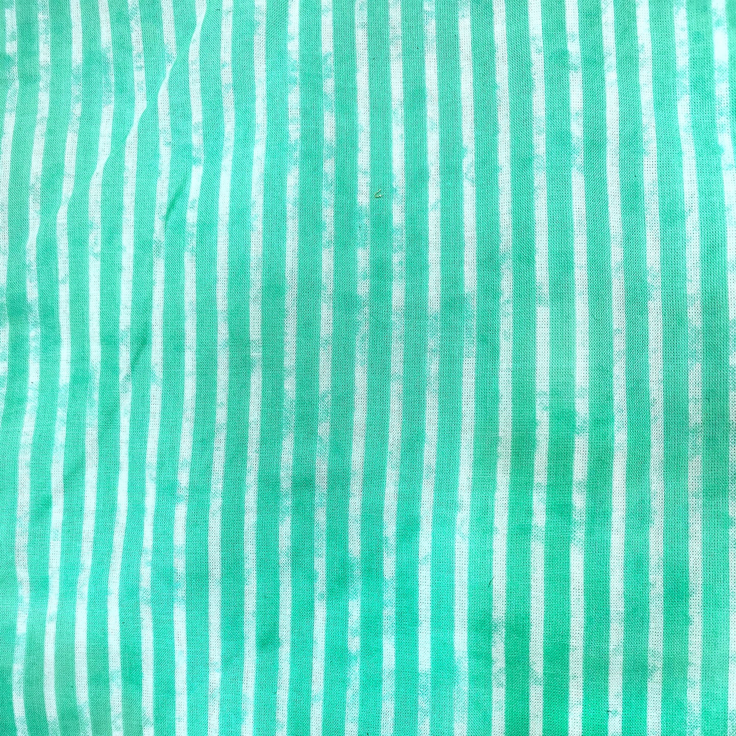 White & Green Stripes Soft Cotton Fabric