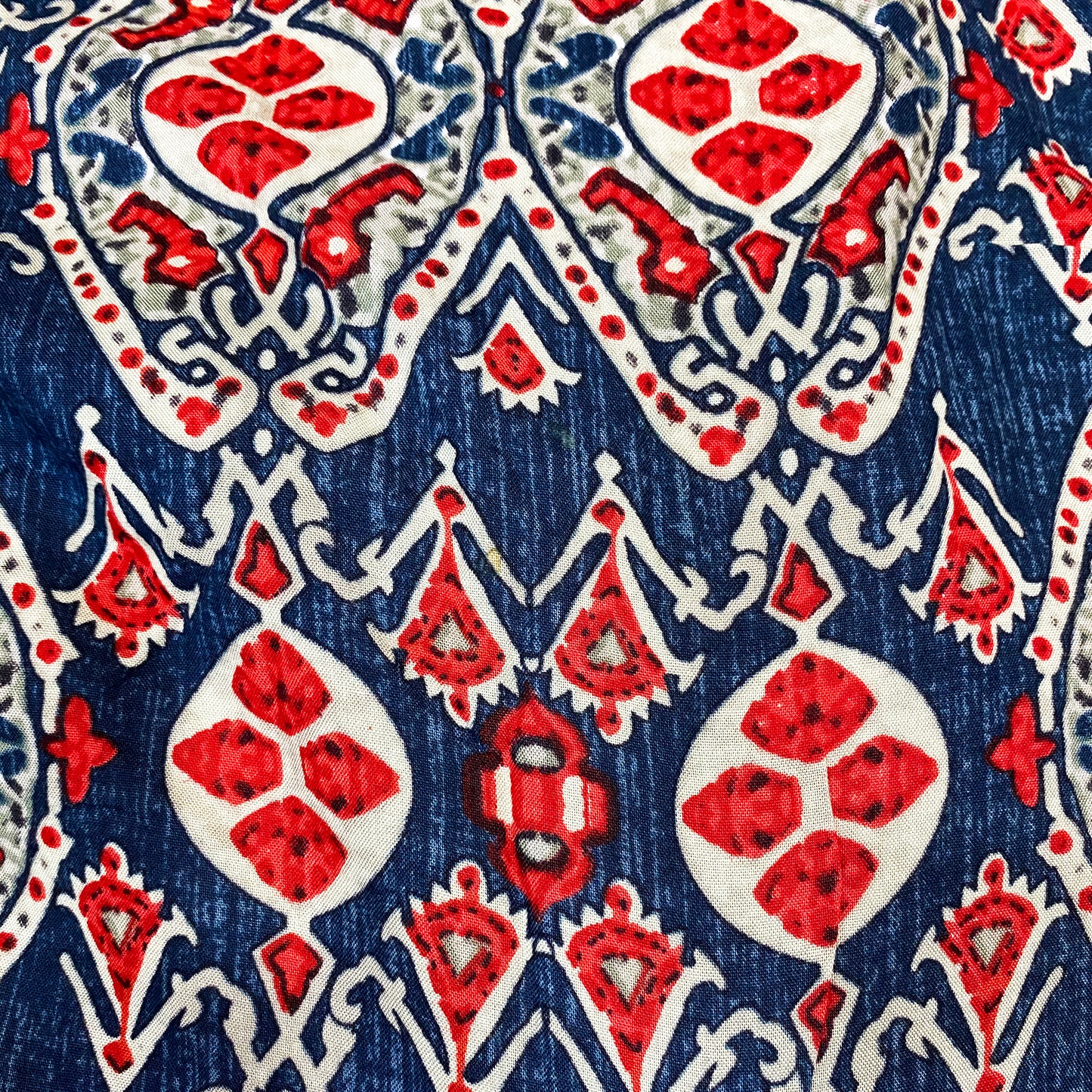Red & Blue Printed Rayon Fabric