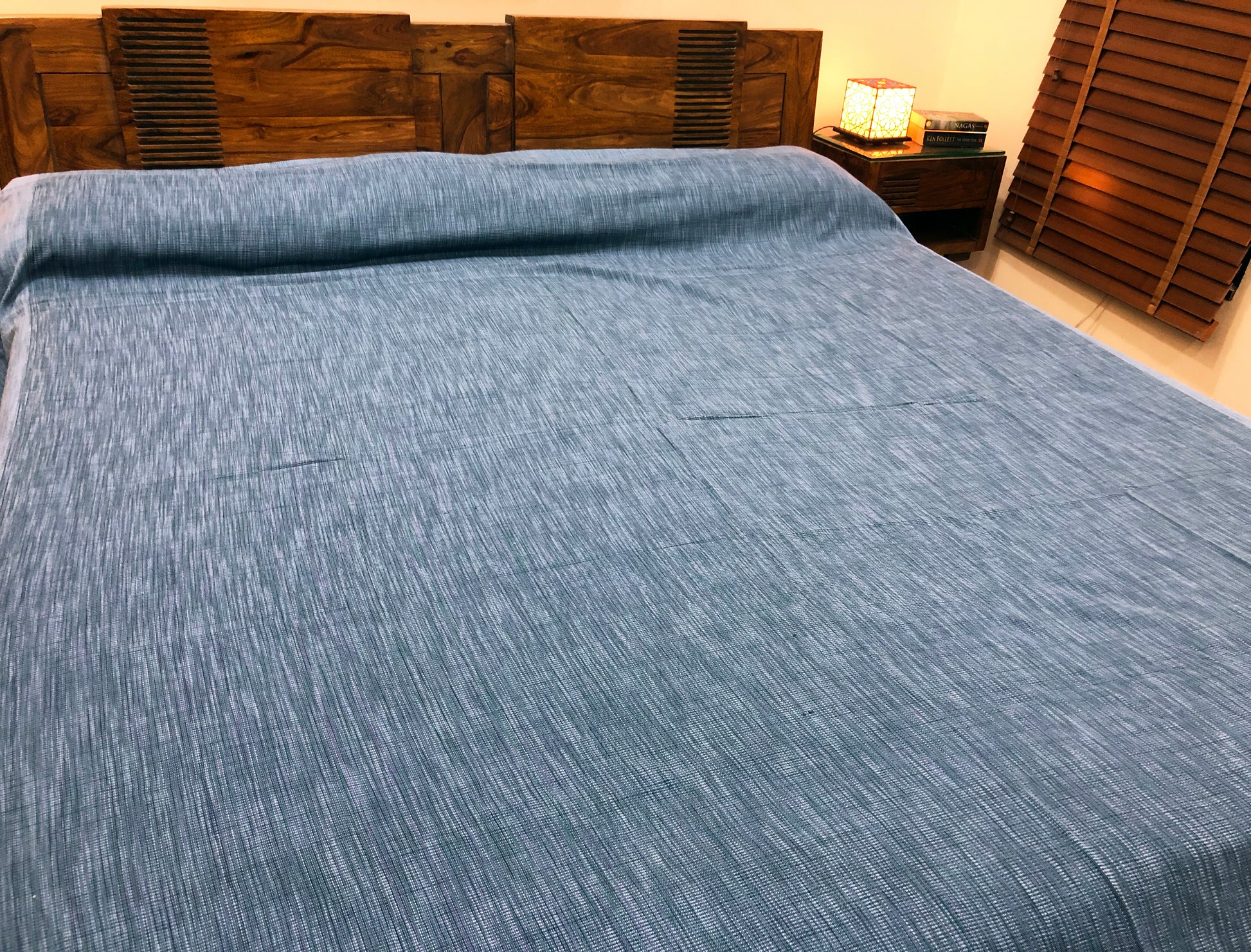 blue-colour-double bed covers cotton