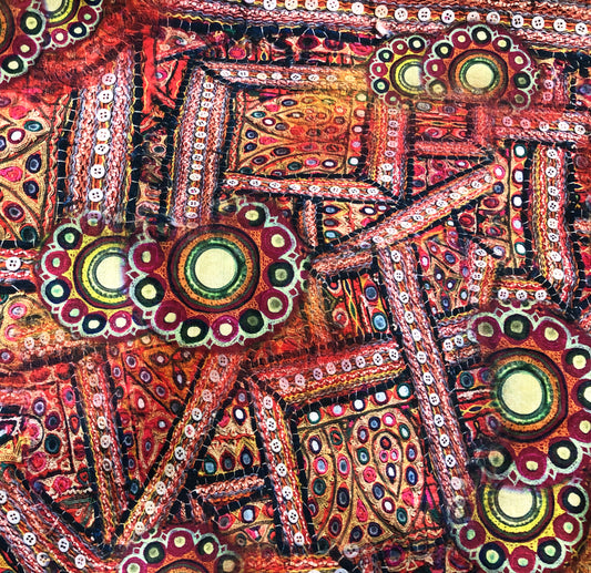 Beautifully printed  Indian Folk Art Chennai Silk Fabric