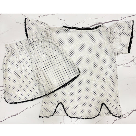 Soft Polka Dot Girls Night Suit With Shorts