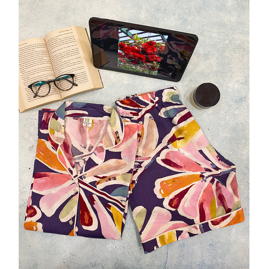 Spring Floral Cotton Night Suit